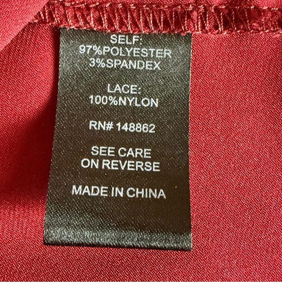 Torrid Burgundy Lace Yoke Blouse Size 2 plus romantic sheer black lace - Picture 7 of 9